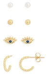Leith Set Of 4 Assorted Stud & Hoop Earrings In Multi