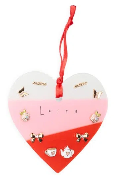 Leith Set Of 5 Assorted Stud Earrings In Gold