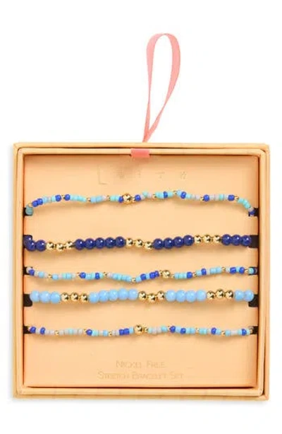 Leith Set Of 5 Beaded Stretch Bracelets In Blue