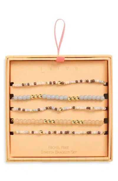Leith Set Of 5 Beaded Stretch Bracelets In Neutral