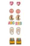 Leith Set Of 6 Abc Stud Earrings