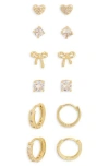 Leith Set Of 6 Assorted Stud & Hoop Earrings In Gold