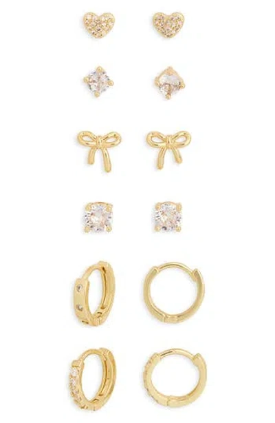 Leith Set Of 6 Assorted Stud & Hoop Earrings In Gold