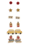 Leith Set Of 6 Back To School Stud Earrings