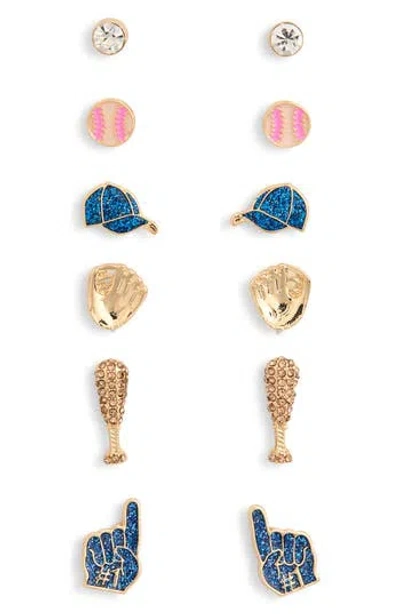 Leith Set Of 6 Baseball Stud Earrings