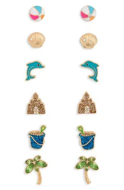 Leith Set Of 6 Beach Stud Earrings