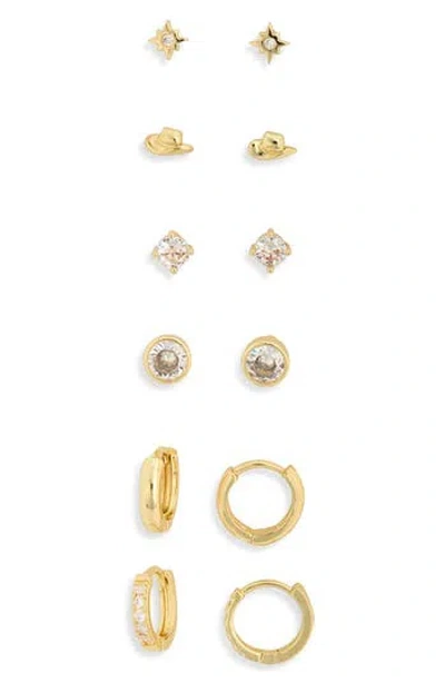 Leith Set Of 6 Cowboy Hat Stud Earrings In Gold