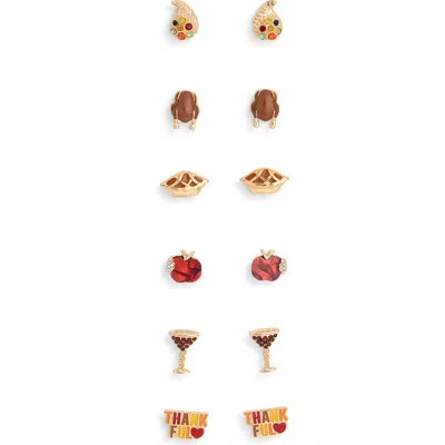 Leith Set Of 6 Fall Stud Earrings In Multi