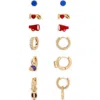 Leith Set Of 6 Football Stud Earrings In Gold