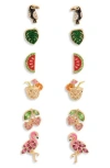 Leith Set Of 6 Fruit Stud Earrings In Multi