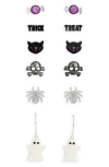 Leith Set Of 6 Ghost Stud Earrings In Black
