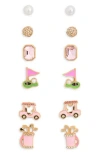 Leith Set Of 6 Golf Stud Earrings In Gold