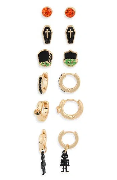 Leith Set Of 6 Halloween Stud & Huggie Hoop Earrings In Multi