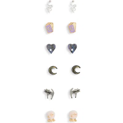Leith Set Of 6 Halloween Stud Earrings In Black Multi- Gold
