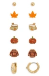 Leith Set Of 6 Harvest Stud Earrings In Gold