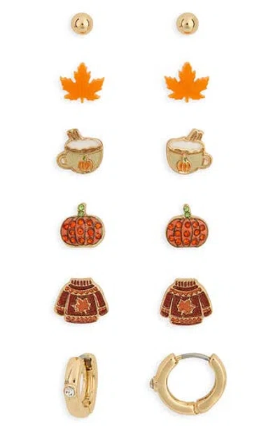 Leith Set Of 6 Harvest Stud Earrings In Gold
