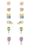 Leith Set Of 6 Pickleball Stud Earrings In Multi