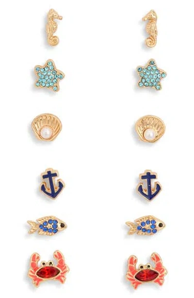 Leith Set Of 6 Sealife Stud Earrings