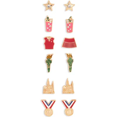 Leith Set Of 6 Tennis Stud Earrings