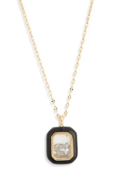 Leith Shaky Crystal Rectangle Pendant Necklace In Gold