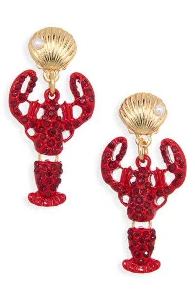 Leith Shell Lobster Drop Earrings In Red