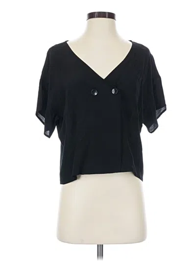 Pre-owned Leith Short Sleeve Blouse In Black