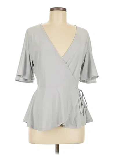 Pre-owned Leith Short Sleeve Blouse In Gray