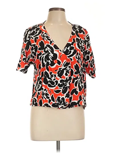 Pre-owned Leith Short Sleeve Blouse In Orange