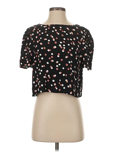 Pre-owned Leith Short Sleeve Top Black Square Neckline Tops