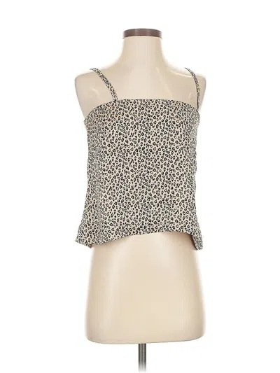 Pre-owned Leith Sleeveless Top Tan Animal Print Pattern Square Neckline Tops In Brown