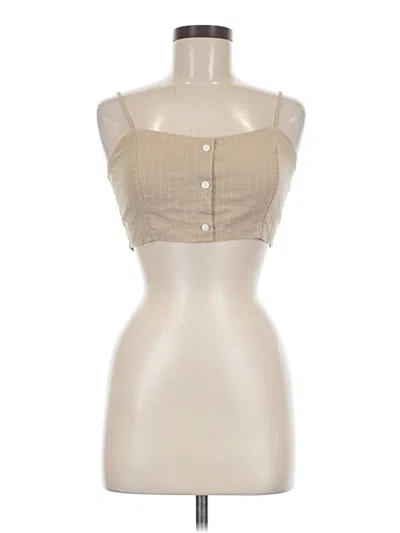 Pre-owned Leith Sleeveless Top Tan Strapless Neckline Tops
