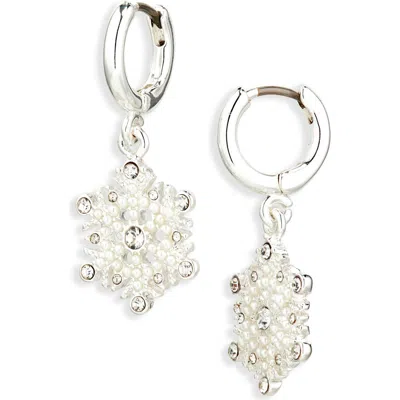 Leith Snowflake Huggie Drop Earrings In Metallic