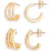 Leith Split Hoop Earring Set In Gold