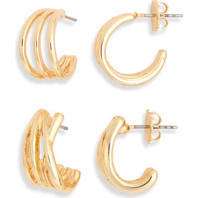 Leith Split Hoop Earring Set In Gold