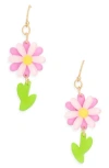 Leith Spring Daisy Drop Earrings In Metallic