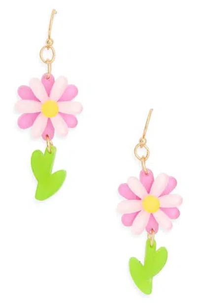 Leith Spring Daisy Drop Earrings In Metallic