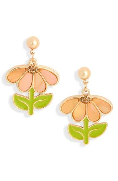 Leith Spring Daisy Drop Earrings In White