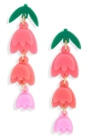 Leith Spring Tulip Linear Drop Earrings In Red