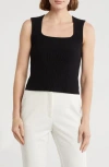 Leith Square Neck Sweater Tank In Black