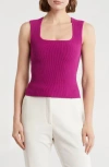Leith Square Neck Sweater Tank In Pink