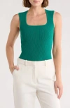 Leith Square Neck Sweater Tank In Green