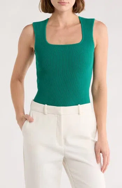 Leith Square Neck Sweater Tank In Green
