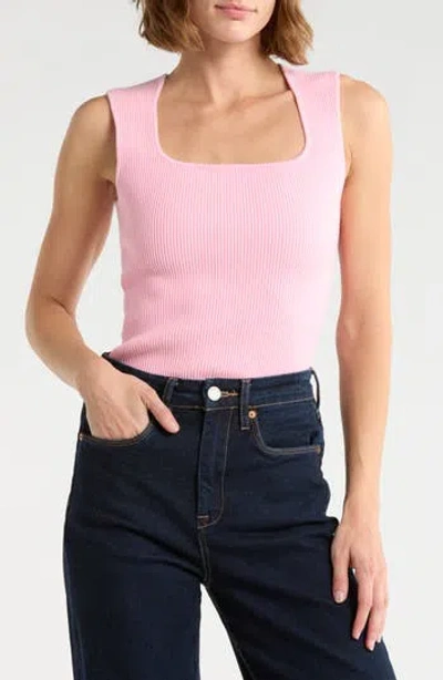 Leith Square Neck Sweater Tank In Pink