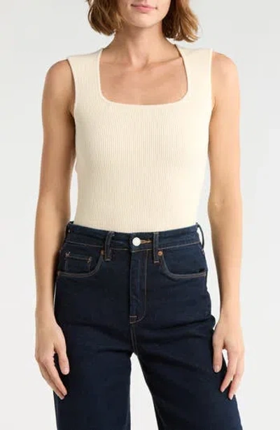 Leith Square Neck Sweater Tank In White