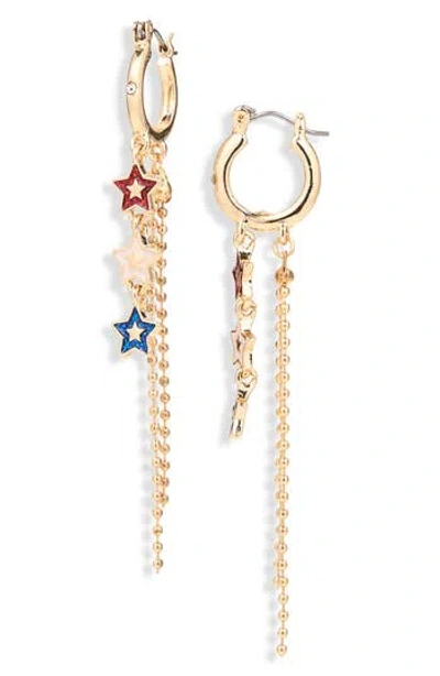 Leith Star Chain Drop Hoop Earrings In Gold