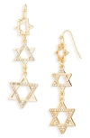 Leith Star Of David Cubic Zirconia Linear Drop Earrings In Gold