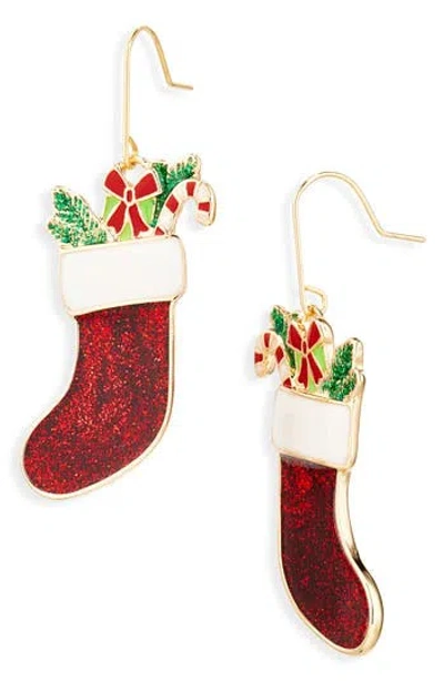 Leith Stocking Drop Earrings In Burgundy