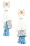 Leith Tassel Linear Earrings In White