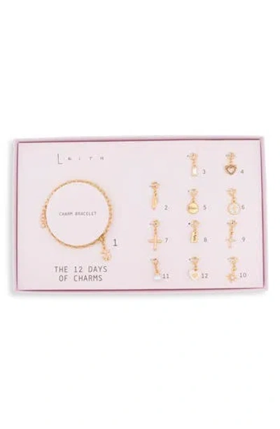 Leith The 12 Days Of Charms Advent Calendar Bracelet Set In Gold