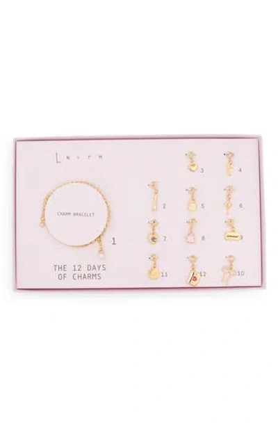 Leith The 12 Days Of Charms Advent Calendar Bracelet Set In Gold